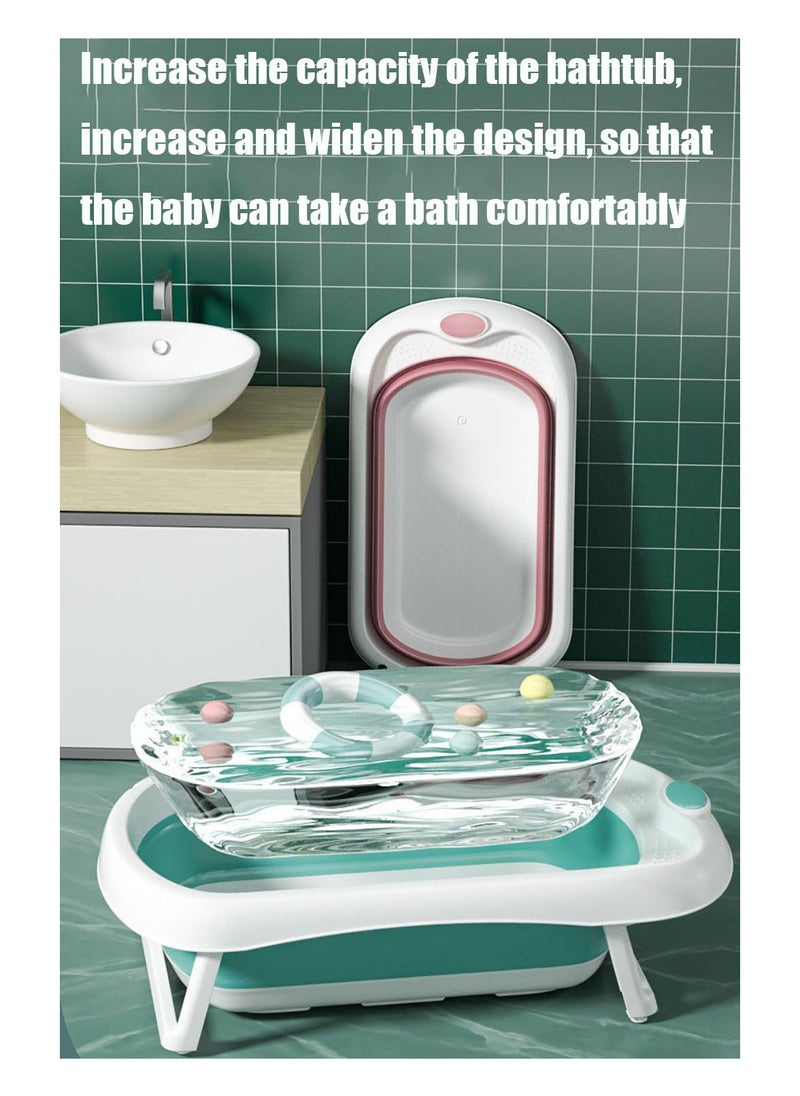 MissTiara - Foldable Baby Bathtub Set with Temperature Sensing Thermometer and Baby Special Bath Bed Newborn Sitting and Lying Large Safety Bathtub - Image 1