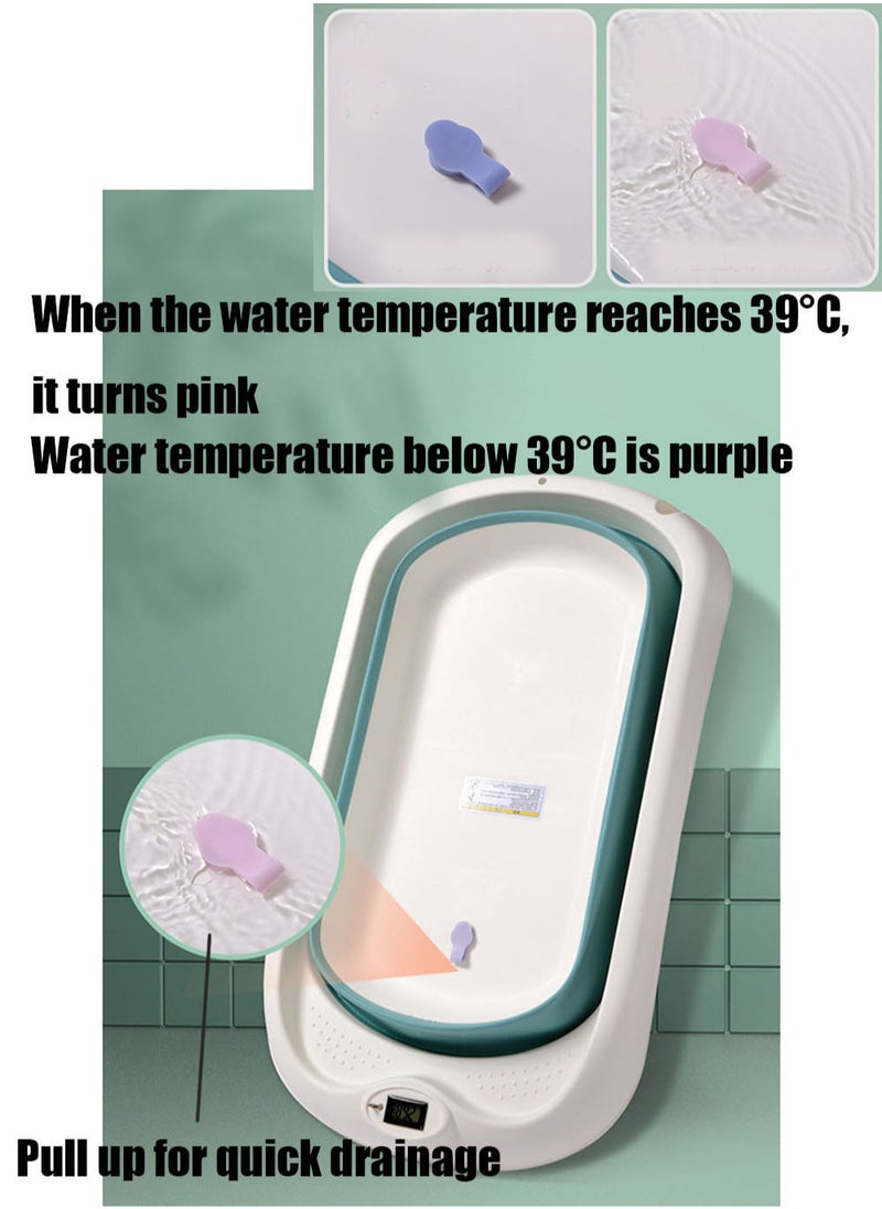 MissTiara - Foldable Baby Bathtub Set with Temperature Sensing Thermometer and Baby Special Bath Bed Newborn Sitting and Lying Large Safety Bathtub - Image 1