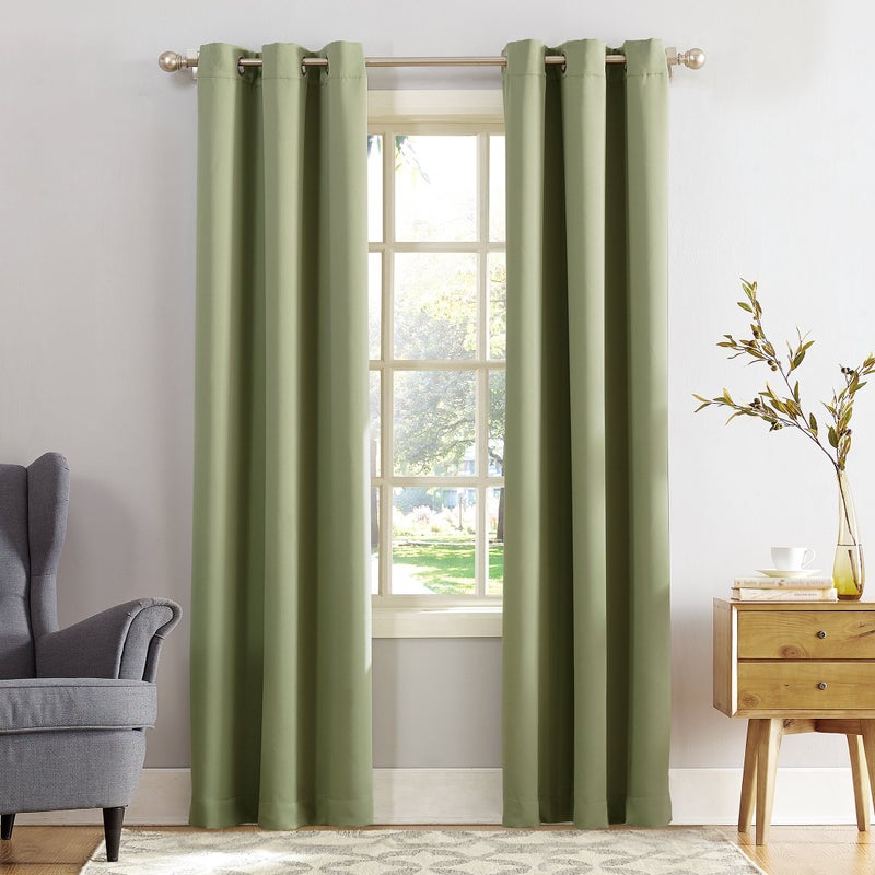 Sun Zero Easton Energy Saving Blackout Grommet Curtain Panel 40 x 84 Sage Green