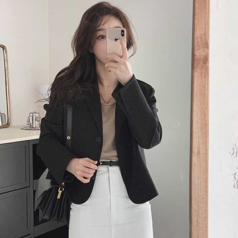 Korean Chic Style Casual Fit Commuting Easiest For Match Short Blazer - Image 2