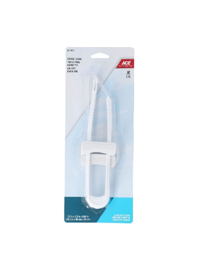 ACE Child Safety Heavy-Duty Plastic Adjustable Cabinet Lock White 0.80 x 2.3 x 8.5 Inch 1103 