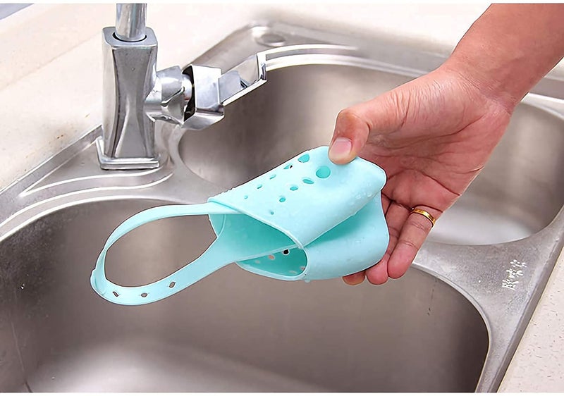 NOBILEA Kitchen Bathroom Silicone - Sponge Soap Water Draining Hanging Plastic Holder Sink Strainer Storage Container Scrub Dish Basket Portable Drain Faucet Caddy - Image 4