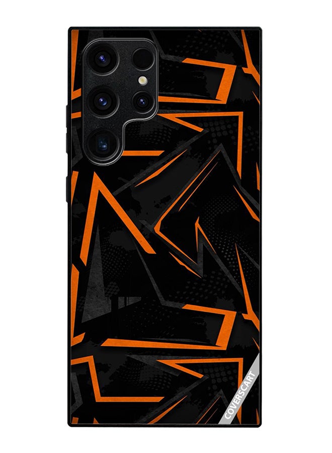 Protective Case Cover For Samsung Galaxy S25 Ultra Black & Orrange Pattern Design Multicolour