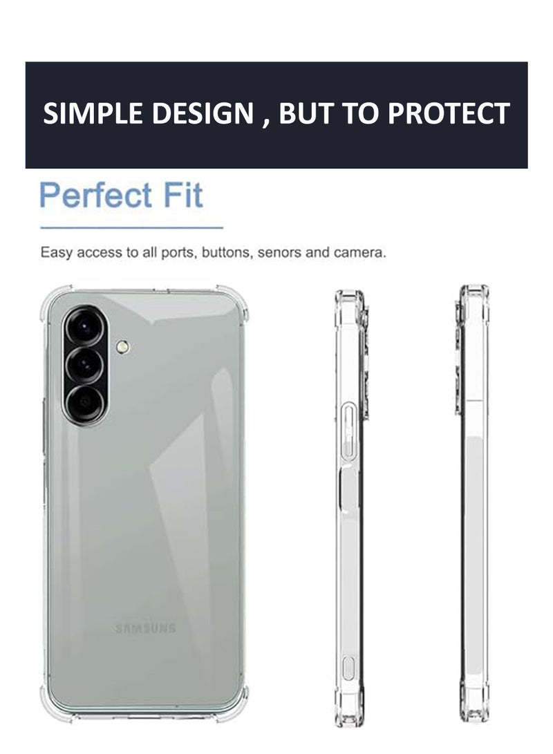 For Samsung Galaxy A17 - Ultra Clear Flexible Shockproof Silicone  Back Cover With Raised Edge Bumps Protection - Transparent - Image 2