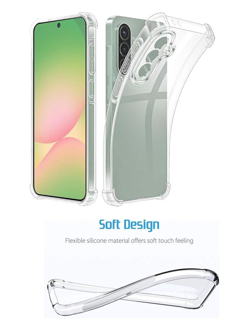 For Samsung Galaxy A17 - Ultra Clear Flexible Shockproof Silicone  Back Cover With Raised Edge Bumps Protection - Transparent - Image 3
