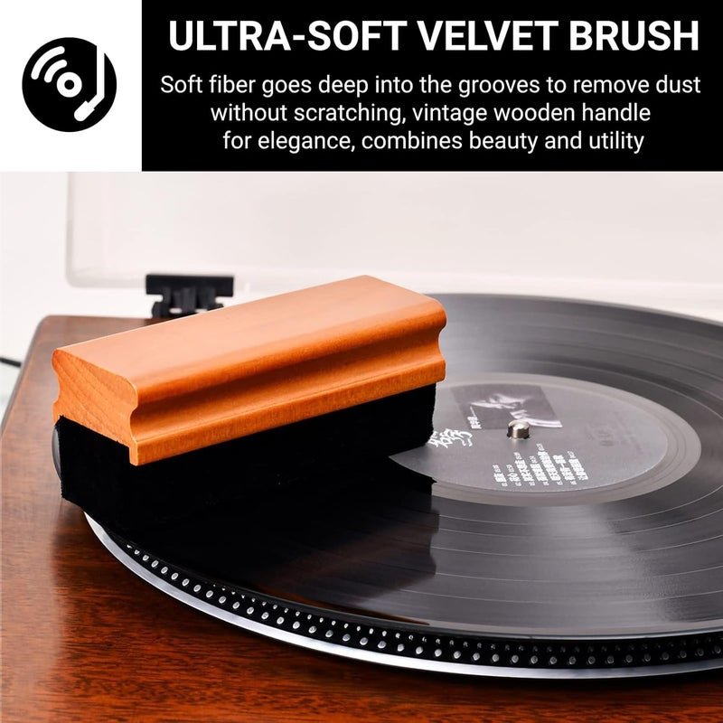 kulloomii Vinyl Record Cleaning Kit 4-in-1, Ultra-Soft Velvet Record Brush, Anti-Static Record Cleaner Solution, Anti-Static Stylus Gel, Duster Brush, Professional Record Cleaner for Vinyl LP Album - Image 2