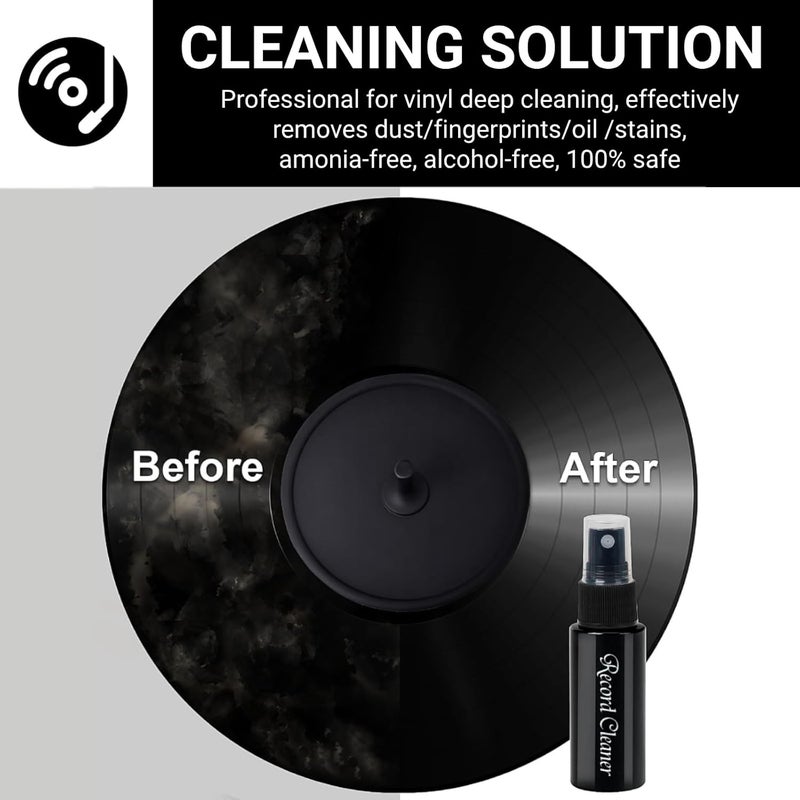 kulloomii Vinyl Record Cleaning Kit 4-in-1, Ultra-Soft Velvet Record Brush, Anti-Static Record Cleaner Solution, Anti-Static Stylus Gel, Duster Brush, Professional Record Cleaner for Vinyl LP Album - Image 3