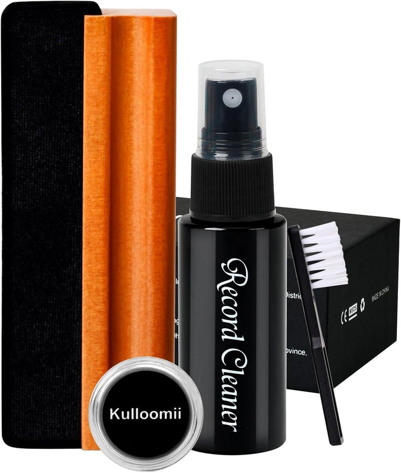 kulloomii Vinyl Record Cleaning Kit 4-in-1, Ultra-Soft Velvet Record Brush, Anti-Static Record Cleaner Solution, Anti-Static Stylus Gel, Duster Brush, Professional Record Cleaner for Vinyl LP Album - Image 1