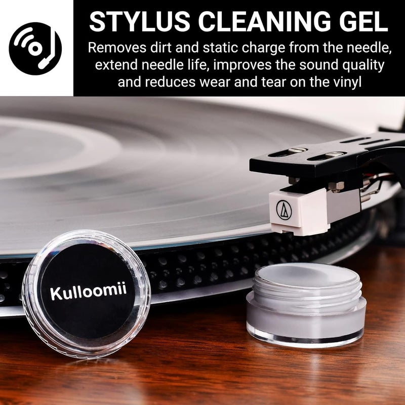 kulloomii Vinyl Record Cleaning Kit 4-in-1, Ultra-Soft Velvet Record Brush, Anti-Static Record Cleaner Solution, Anti-Static Stylus Gel, Duster Brush, Professional Record Cleaner for Vinyl LP Album - Image 4