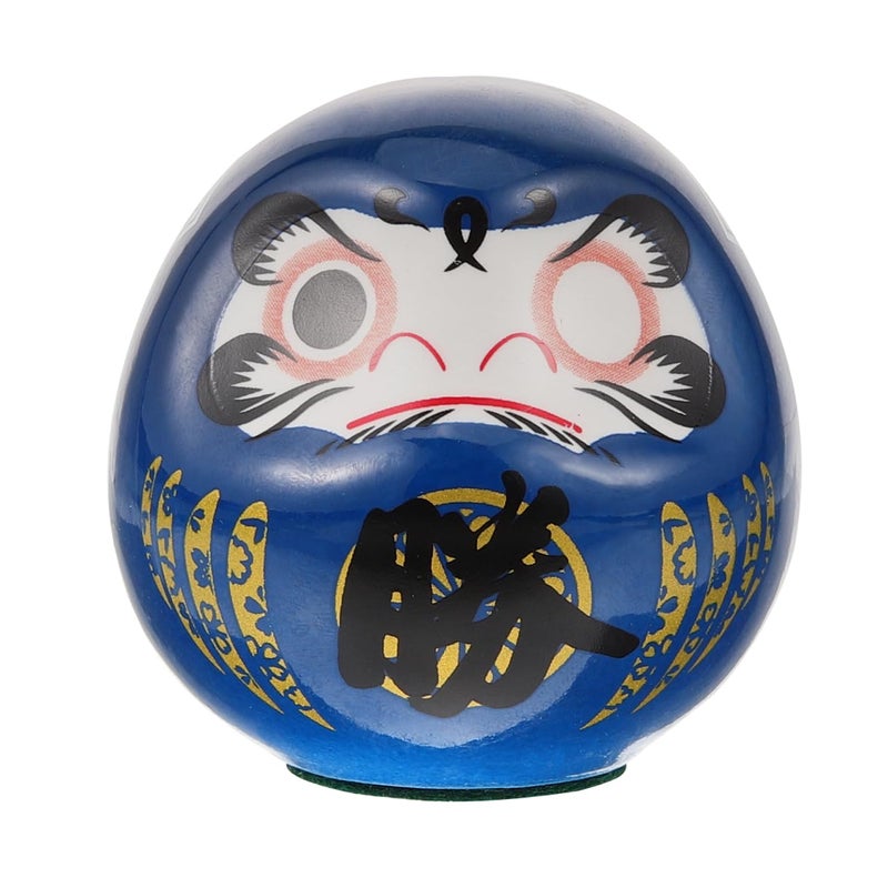 HOMSFOU 6cm Japanese Daruma Doll  Mini Ceramic Zen Statue  Ochoko Daruma Collectible Figurine  Good Luck Ornament for Home Table Car Interior Decoration  Blue