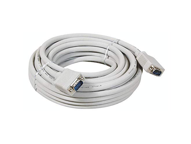 Terabyte Male to Male VGA Cable 25 Meter, Support PC/Monitor/LCD/LED, Plasma, Projector, TFT. VGA to VGA Converter Adapter Cable [White] - Image 1