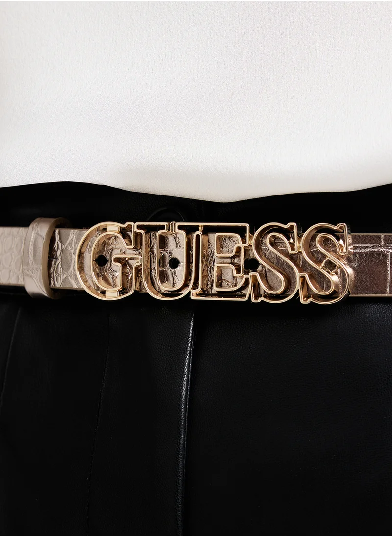 جس Logo Detailed Allocated Hole  Belt