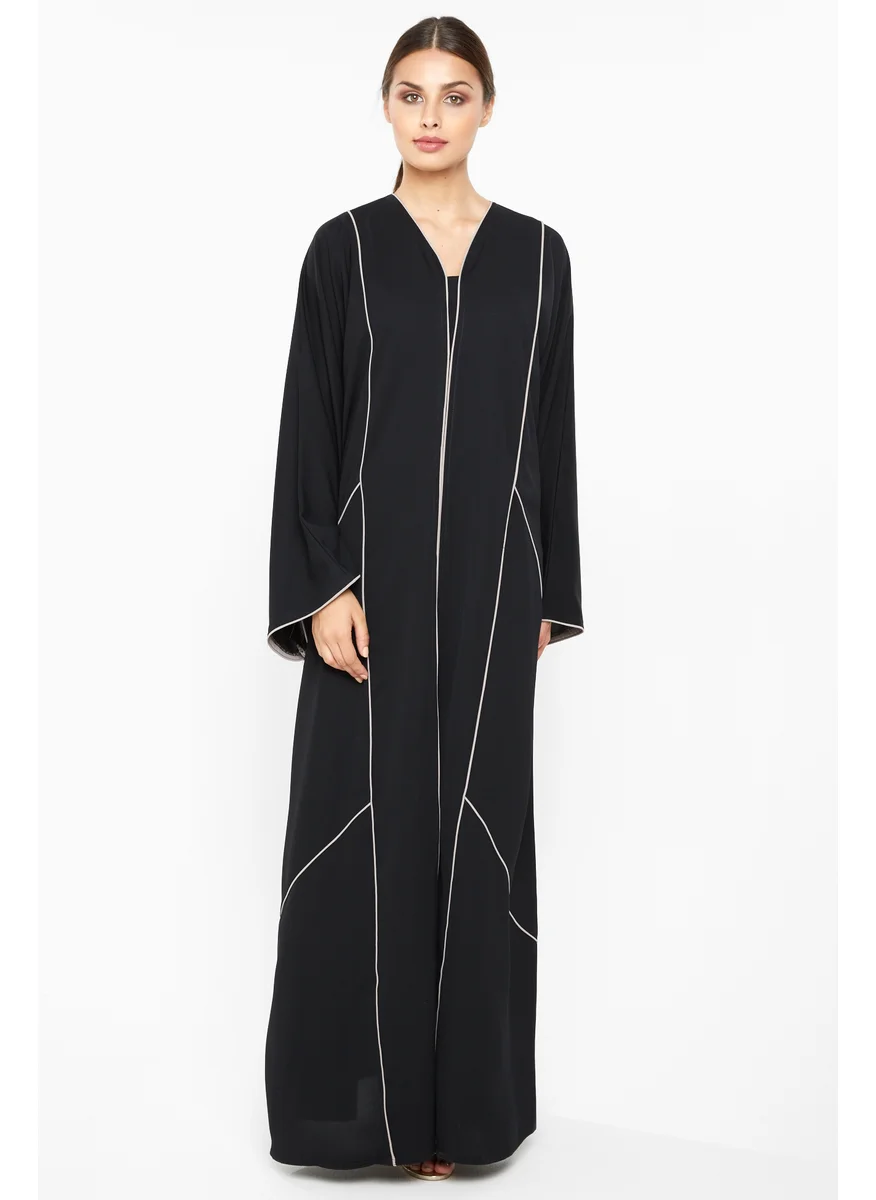 النخبة Classic cross cut abaya with stripe detailing-AJ673A