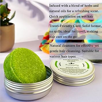 Hristina WaterFree Solid Shampoo Bar with Shea Butter Olive Oil and Aromatic Herbs Revitalize Hair Naturally - Image 3