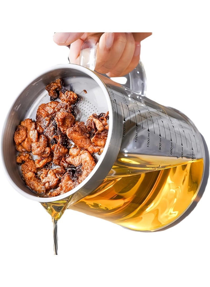 Heat Resistant 1500ml Glass Oil Filter Pot with Stainless Steel Strainer, Tight Lid – Easy Clean, Multiuse for Cooking Oil & Soup﻿ - Image 5