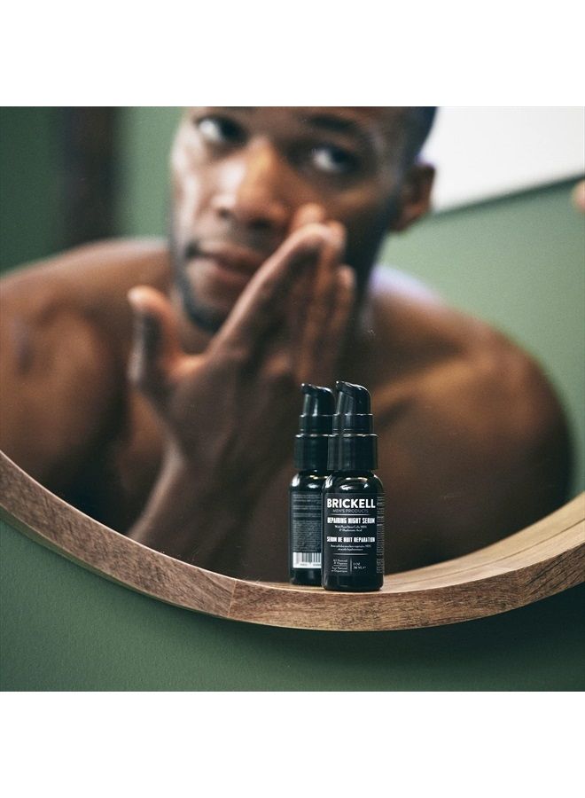 Brickell Men's Products سيروم الوجه الليلي المضاد للشيخوخة للرجال من بريكيل، سيروم فيتامين سي الطبيعي والعضوي للوجه لإصلاح خلايا الجلد التالفة، تقليل التجاعيد ومحاربة الالتهابات، 1 أونصة، بدون رائحة - Image 5