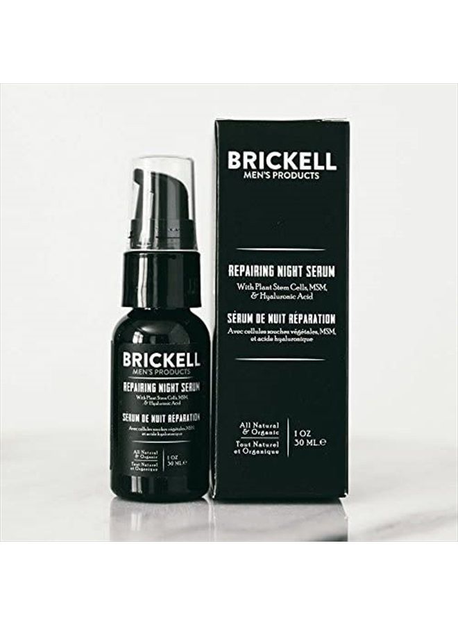 Brickell Men's Products سيروم الوجه الليلي المضاد للشيخوخة للرجال من بريكيل، سيروم فيتامين سي الطبيعي والعضوي للوجه لإصلاح خلايا الجلد التالفة، تقليل التجاعيد ومحاربة الالتهابات، 1 أونصة، بدون رائحة - Image 2