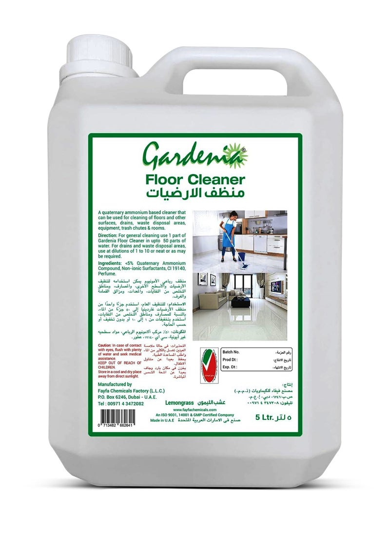 Gardenia - Gardenia Floor Cleaner Liquid with Refreshing Lemongrass Scent – 5L Multipurpose Disinfectant and Surface Cleaner for Ceramic, Marble, Granite, and Tile Floors - Image 1