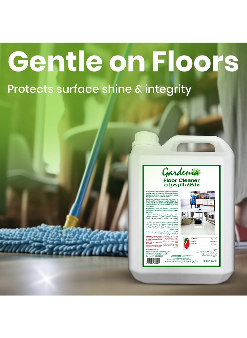Gardenia - Gardenia Floor Cleaner Liquid with Refreshing Lemongrass Scent – 5L Multipurpose Disinfectant and Surface Cleaner for Ceramic, Marble, Granite, and Tile Floors - Image 1