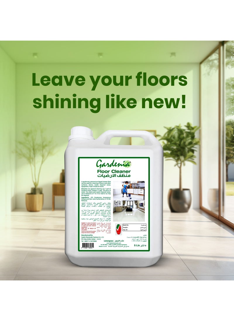 Gardenia - Gardenia Floor Cleaner Liquid with Refreshing Lemongrass Scent – 5L Multipurpose Disinfectant and Surface Cleaner for Ceramic, Marble, Granite, and Tile Floors - Image 1