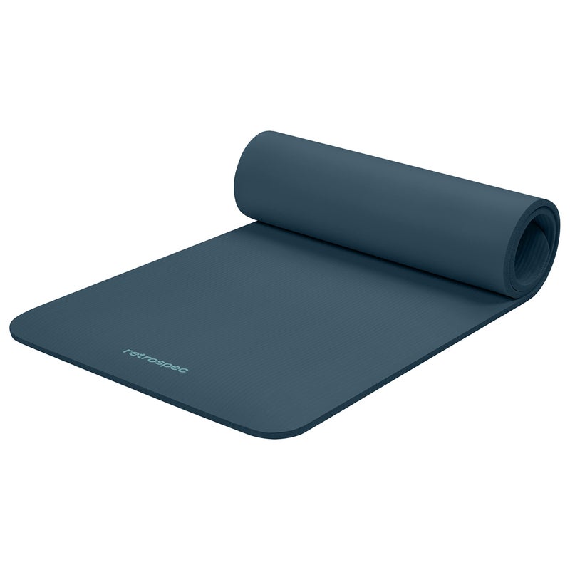Retrospec Retrospec Solana Yoga Mat 1/2" Thick w/Nylon Strap for Men & Women - Non Slip Excercise Mat for Yoga, Pilates, Stretching, Floor & Fitness Workouts ,Ocean Blue - Image 1