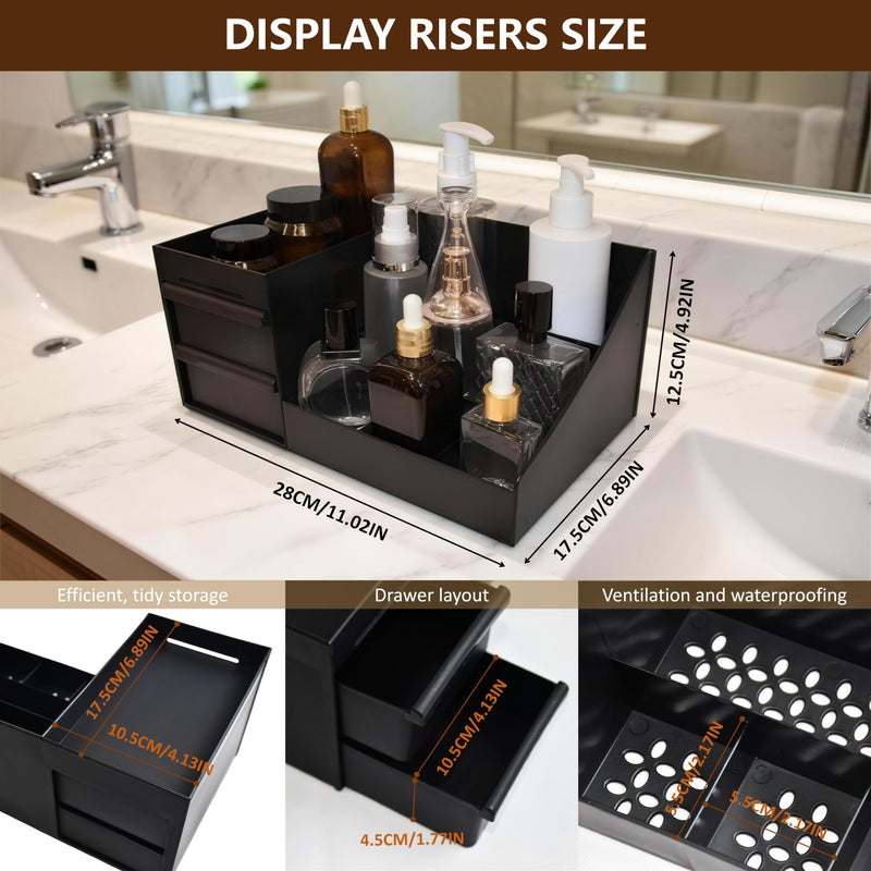 ZREVSB Cologne Organizer for Men with Drawer,Black Cologne Stand Shelf,Perfume Organizer,Bathroom Vanity Counter Organizers and Storage,Bedroom Essentials,Room Decor for Men - Image 2