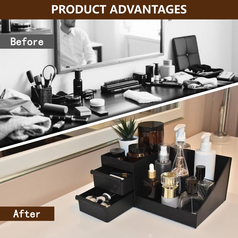 ZREVSB Cologne Organizer for Men with Drawer,Black Cologne Stand Shelf,Perfume Organizer,Bathroom Vanity Counter Organizers and Storage,Bedroom Essentials,Room Decor for Men - Image 4