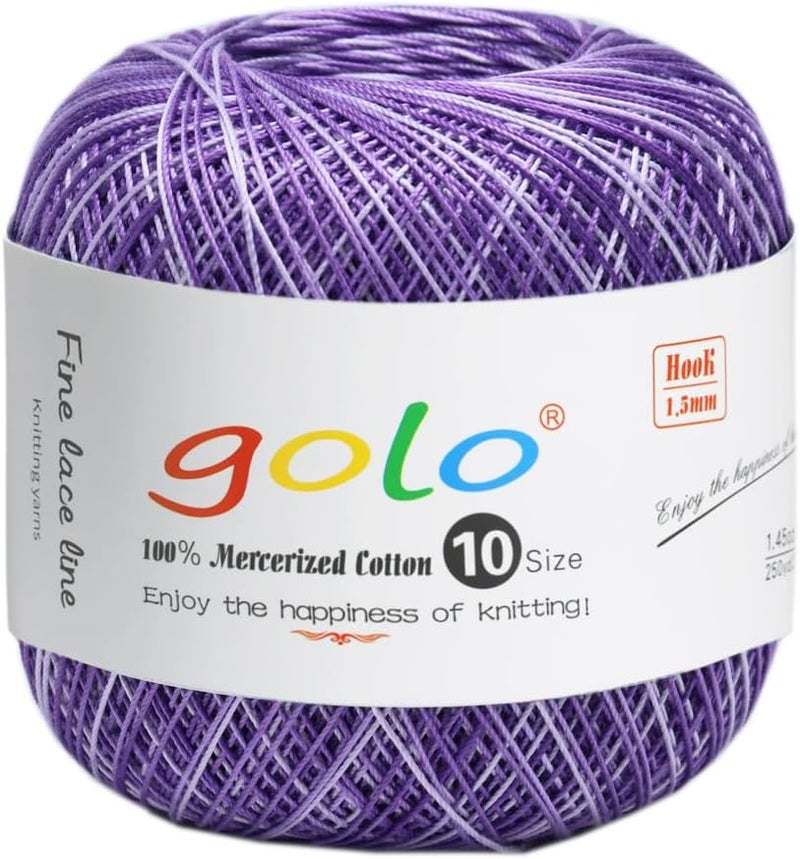 Golo Crochet Thread Size10 Yarn for Hand Knitting Lace Thread Purple-D03 - Image 1