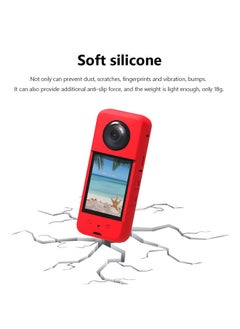 O Ozone Compatible Case for Insta360 One X3 ,Silicone Carrying Case with Guards Lens Cover Cap, Anti-drop Protective Accessories Cover for Insta360 X3 Action Camera Accessories - Red  - Image 2