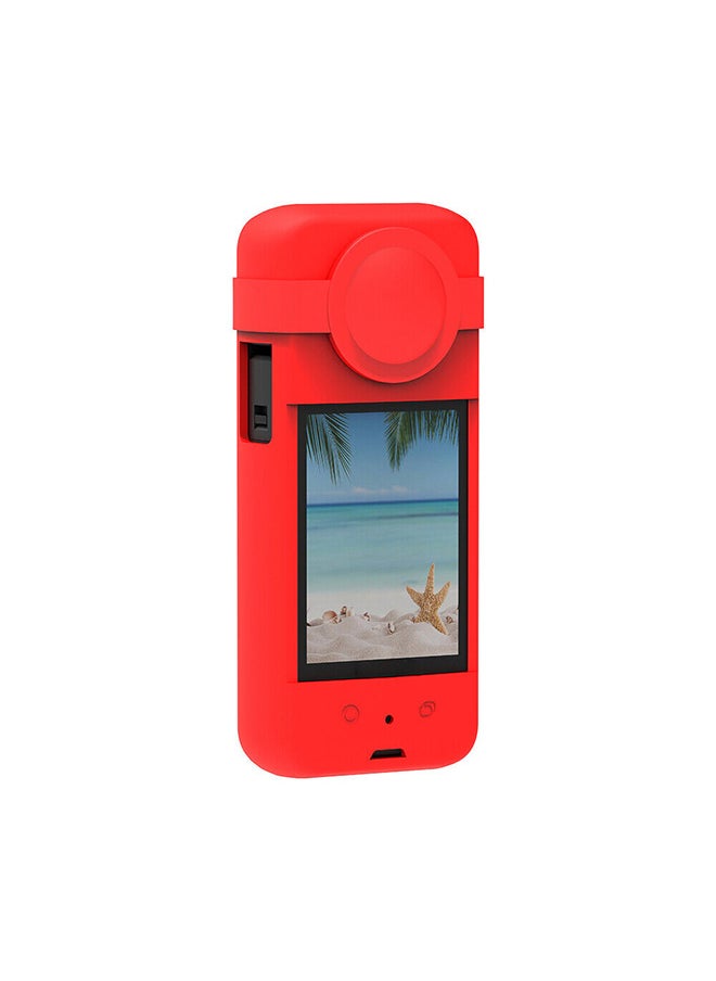 O Ozone - Compatible Case for Insta360 One X3 ,Silicone Carrying Case with Guards Lens Cover Cap, Anti-drop Protective Accessories Cover for Insta360 X3 Action Camera Accessories - Red - Image 1