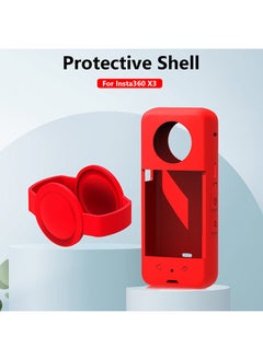 O Ozone Compatible Case for Insta360 One X3 ,Silicone Carrying Case with Guards Lens Cover Cap, Anti-drop Protective Accessories Cover for Insta360 X3 Action Camera Accessories - Red  - Image 3