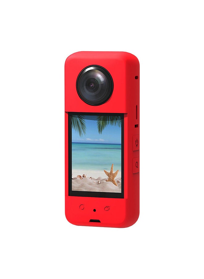 O Ozone - Compatible Case for Insta360 One X3 ,Silicone Carrying Case with Guards Lens Cover Cap, Anti-drop Protective Accessories Cover for Insta360 X3 Action Camera Accessories - Red - Image 1