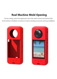 O Ozone Compatible Case for Insta360 One X3 ,Silicone Carrying Case with Guards Lens Cover Cap, Anti-drop Protective Accessories Cover for Insta360 X3 Action Camera Accessories - Red  - Image 4