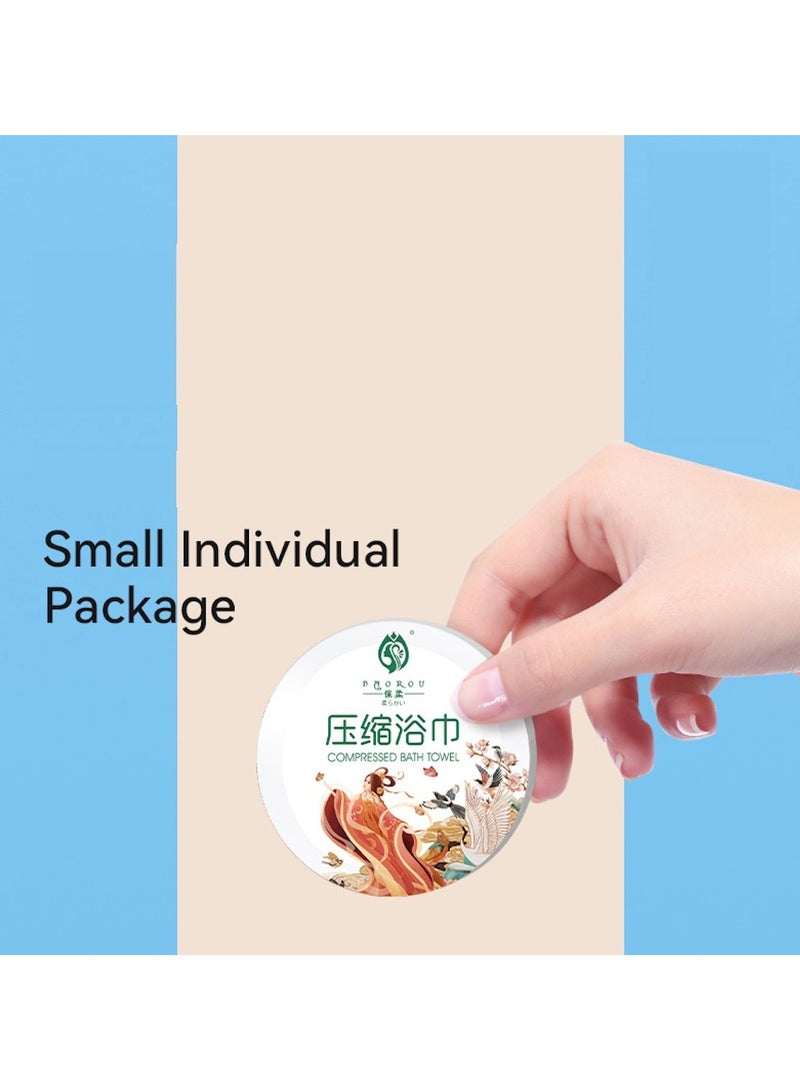 Hygienic, Portable, Compressed Travel Towels for Hiking, Camping, BBQ, Beach, Travel, Pilgrimage, and Baby Cleaning. Just add water and watch it expand. Set of 5 in a pack - Image 1