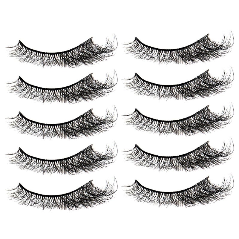 Multi-layer Dense Curly Fake Eyelashes 5 Pairs Wispy -like Lashes Cat Eye Style Natural Look Makeup False Lashes for Women - Image 1