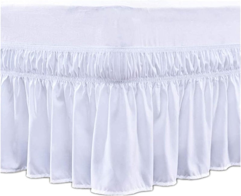 Bed Skirt Elastic Bed Ruffles Bed Skirt Soft Comfortable Wrap Around Fade Resistant Solid Color Bed Skirts Twin Full Queen King Size Fitted Bed Skirt(Light Pink,W100XL200CM) - Image 5