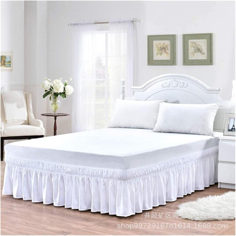 Bed Skirt Elastic Bed Ruffles Bed Skirt Soft Comfortable Wrap Around Fade Resistant Solid Color Bed Skirts Twin Full Queen King Size Fitted Bed Skirt(Light Pink,W100XL200CM) - Image 3