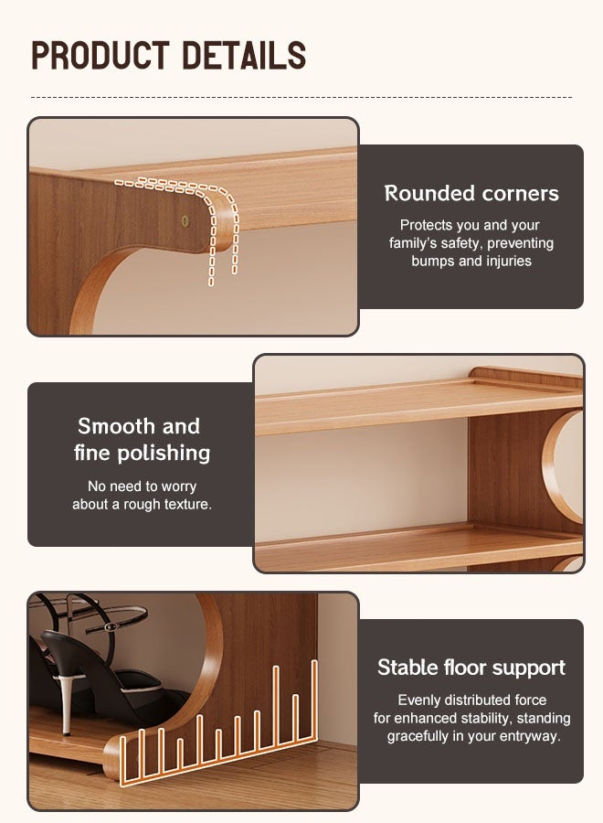 فورثكان رف أحذية خشبي على شكل حرف E مكون من 6 طبقات، منظم أحذية قائم بذاته بتصميم متعدد الطبقات لتوفير المساحة، مناسب للمدخل أو غرفة المعيشة أو غرفة النوم - Image 4