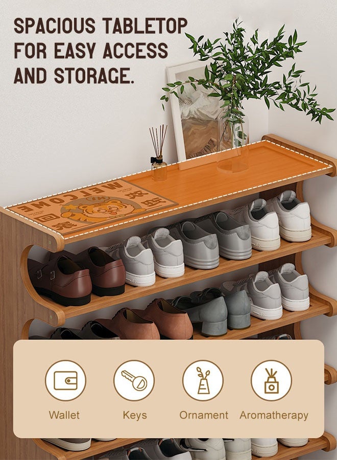 فورثكان رف أحذية خشبي على شكل حرف E مكون من 6 طبقات، منظم أحذية قائم بذاته بتصميم متعدد الطبقات لتوفير المساحة، مناسب للمدخل أو غرفة المعيشة أو غرفة النوم - Image 5