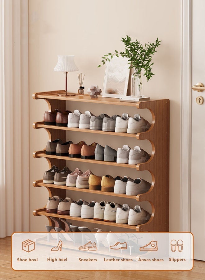 فورثكان رف أحذية خشبي على شكل حرف E مكون من 6 طبقات، منظم أحذية قائم بذاته بتصميم متعدد الطبقات لتوفير المساحة، مناسب للمدخل أو غرفة المعيشة أو غرفة النوم - Image 3