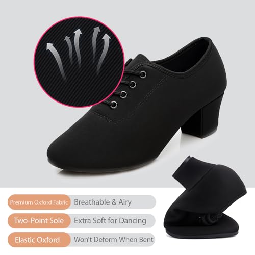 Toichi Women's Latin Dance Shoes Lace-up Ballroom Modern Salsa Rhythm Teaching Practice Professional Performance Dance Shoes (Style B-1.2inch Heels, Adult, Women, 7, Numeric, US Footwear Size System, Medium) - Image 5