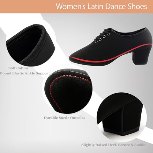 Toichi Women's Latin Dance Shoes Lace-up Ballroom Modern Salsa Rhythm Teaching Practice Professional Performance Dance Shoes (Style B-1.2inch Heels, Adult, Women, 7, Numeric, US Footwear Size System, Medium) - Image 4