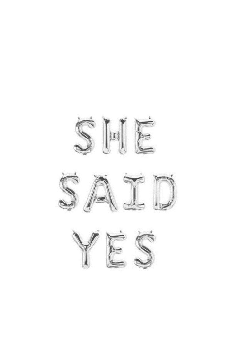 MARKQ She Said Yes Balloons Banner, 16 Inch Foil Engagement Letter Balloon Sign for Bachelorette, Wedding Proposal, Bridal Shower Party Decorations & Supplies (Silver) - Image 1