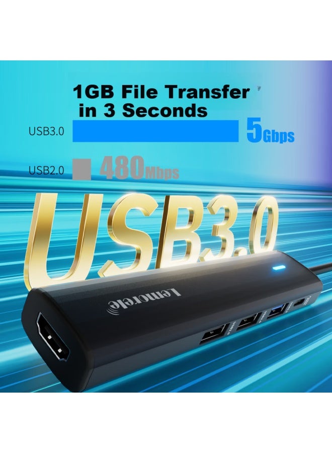 Lemorele Usb To Hdmi Docking Station Laptop Usb Hub Hdmi Cable Macbook Screen Splitter Multi Usb Port Tc123 Plus - Image 2