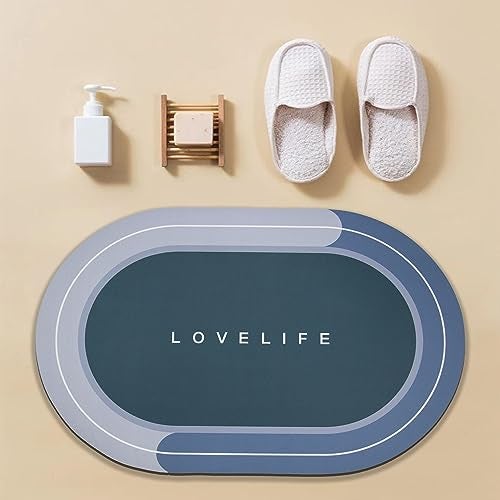 YCTMALL Rubber Bath mats QuickDrying NonSlip Bathroom mat Super Absorbent Bath mat Instant Dry Bath mat Bathroom Rug in Front of The Kitchen Sink Shower Room Bathtub OvalBlue169x267in - Image 3