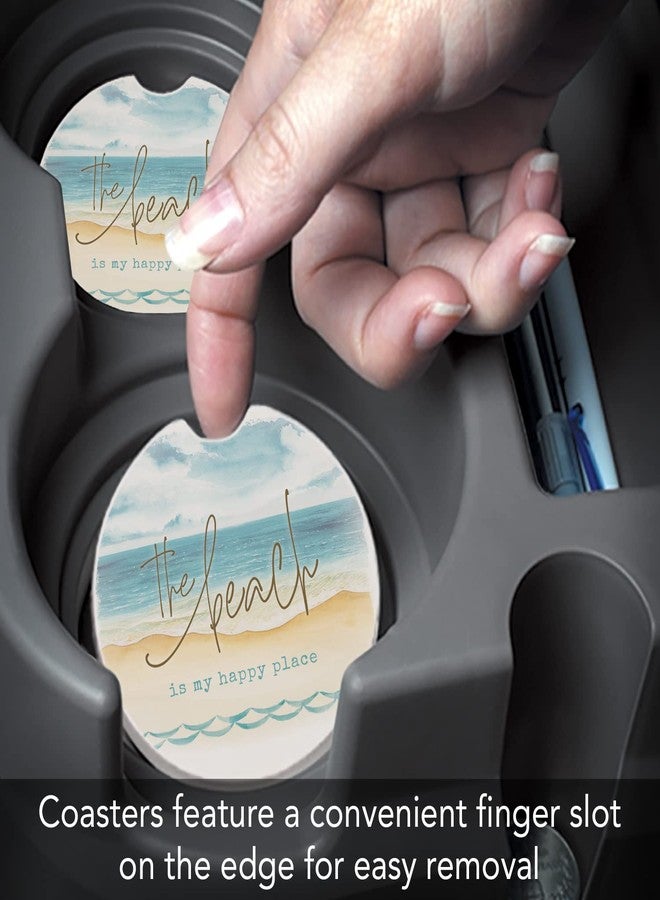 Counterart Thirstystone Beach Happy Place Single Absorbent Stone Car Coaster 2.6” Diameter Manufactured in The USA - Image 4