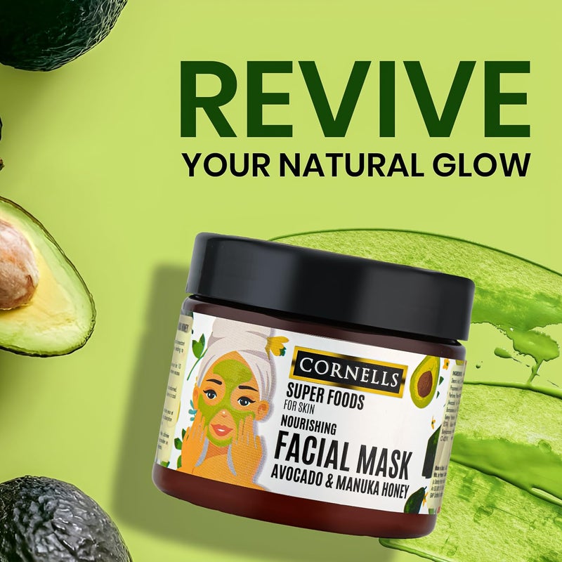 CORNELLS WELLNESS CORNELLS Super Foods Avocado & Manuka Honey Facial Mask For Nourishing Skin | For Men & Women Hydrating Mask for Healthy Revitalized Skin - 400gm - Image 4