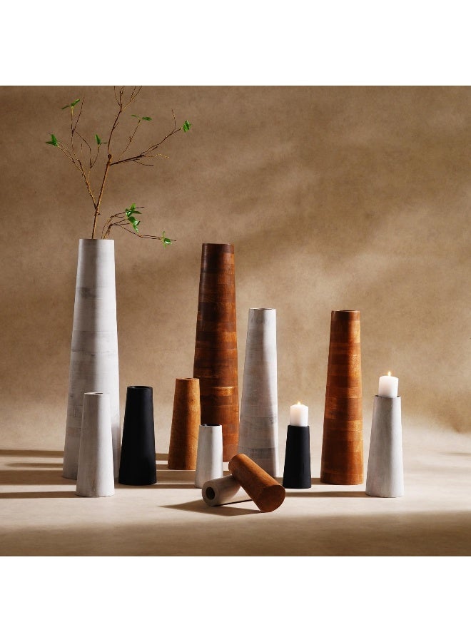 Pan Home Nova Mango Wood Taper Vases 12x12x30cm - White - Image 3