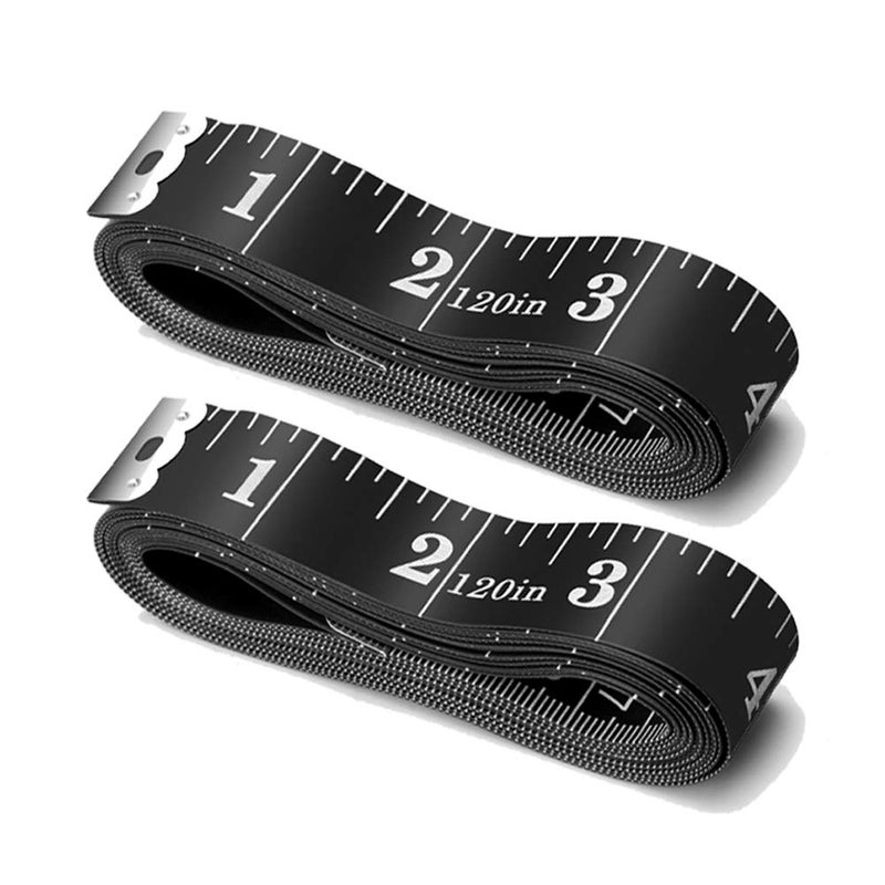 Tape Measure Body Measuring Tape 120 Inch Soft Fabric Measuring Tape for Sewing Cloth Measurement Double Scale Tailor Ruler for Weight Loss Medical Measurement Nursing Craft2 PackBlack