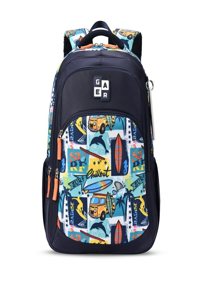 Gear Wanderer 17"/20L Medium Water Resistant School Bag/Casual Backpack/Daypack/Laptop Bag for Boys/Girls (Royal Blue - Mint) - Image 1